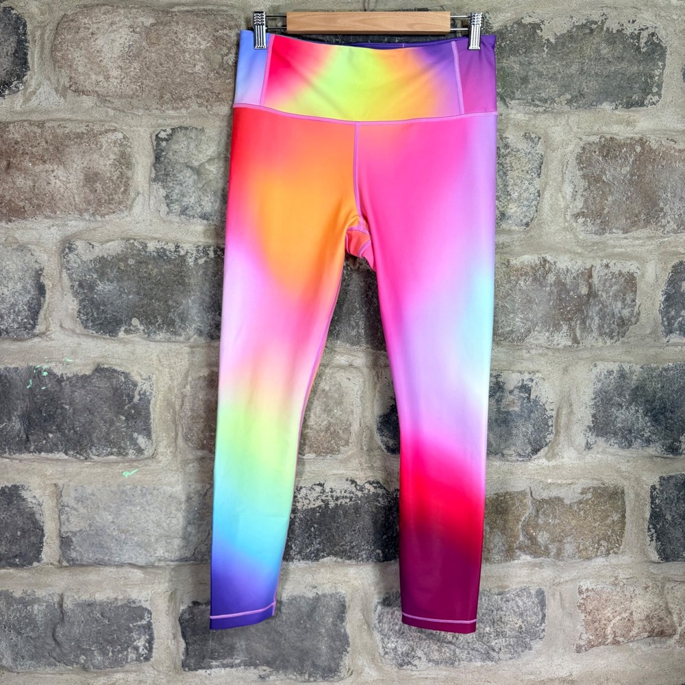 Athleta Love Proudly 7/8 Tight Rainbow Ombre Leggings Pink Yellow Medium Pride